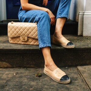 Like New Chanel Espadrilles Camel/Black Size 40